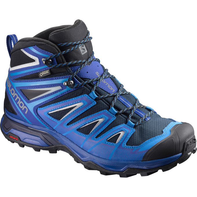 Salomon Singapore Mens Hiking Shoes - X ULTRA 3 MID GTX® Blue/Black | 04852-VZGE